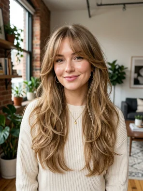 Curtain Bangs with Long Layers