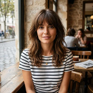 French-Inspired Shag with Bangs