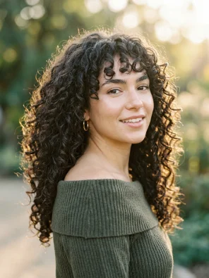 Long Curly Hair With Curly Bangs