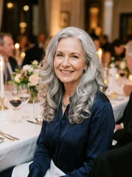 Long Gray Hair with Soft Curls