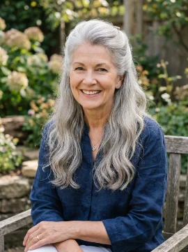 Long Gray Half-Up Hairstyle
