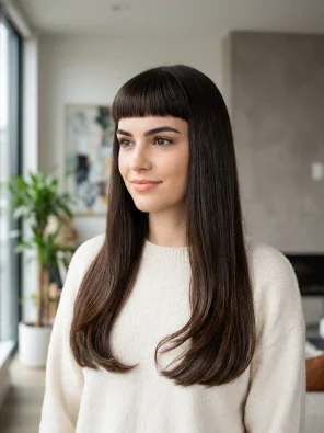 Long Hair With Baby Bangs