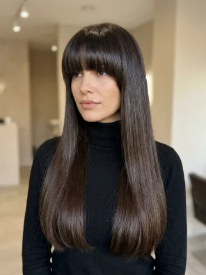 Long Hair With Heavy Full Bangs