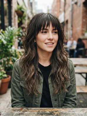 Long Layered Hair With Choppy Bangs