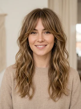 Long Shag With Curtain Bangs