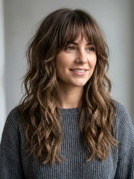 Long Shag for Thick Hair With Bangs