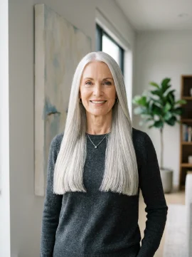 Long Straight Silver Hair