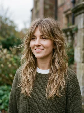 Long Wavy Shag With Bangs