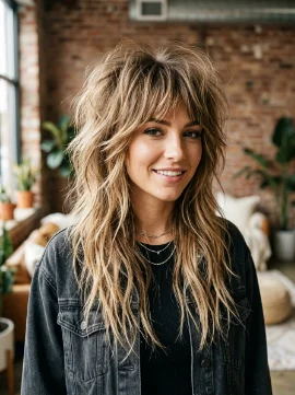 Long Wolf Shag With Bangs