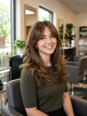 Medium Butterfly Layers with Curtain Bangs