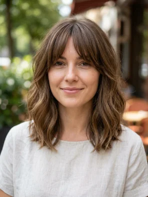Medium Cut with Curtain Bangs