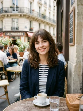 Medium French Girl Cut with Brow Bangs