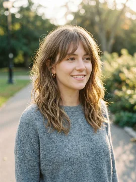 Medium Tousled Cut with Flowy Bangs