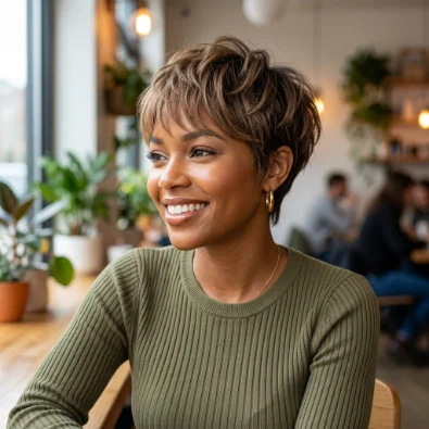 Razor-Cut Pixie With Soft Fringe