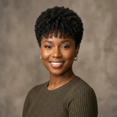 Rounded Afro Pixie With Soft Bangs