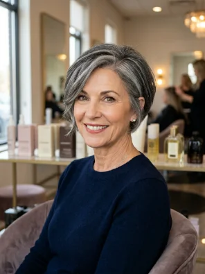Salt-and-Pepper Short Cut with Side Part