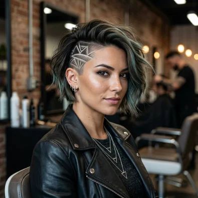 Shaved Side With Hair Design