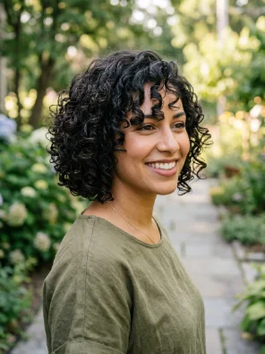 Short Layered Bob for Curly Hair