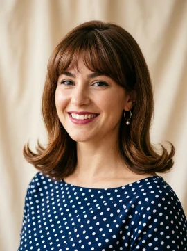 Shoulder-Length Retro Cut with Flipped Ends and Bangs