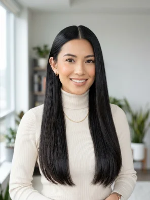 Sleek Middle-Part Hair