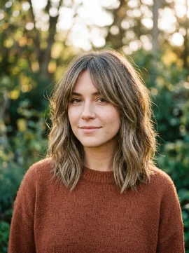 Soft Textured Lob with Grown-Out Fringe