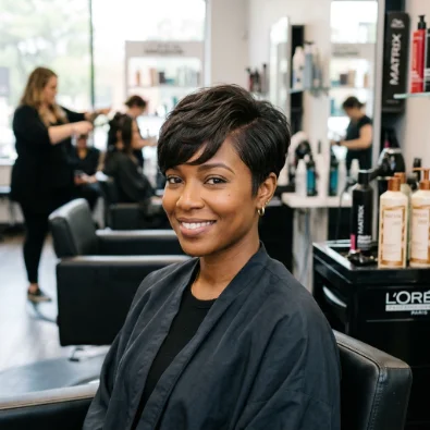 Stacked Nape Pixie With Curved Bangs