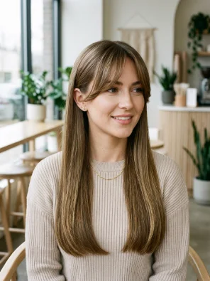 Straight Hair With Curtain Bangs