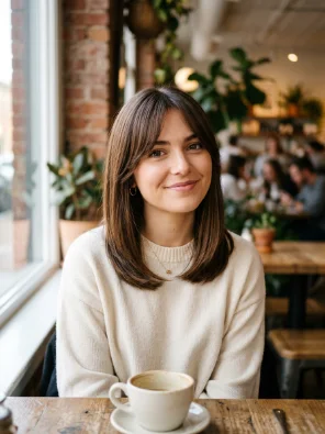 Straight Medium Hair with Blended Curtain Bangs