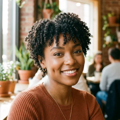 Twist-Out Pixie With Bangs