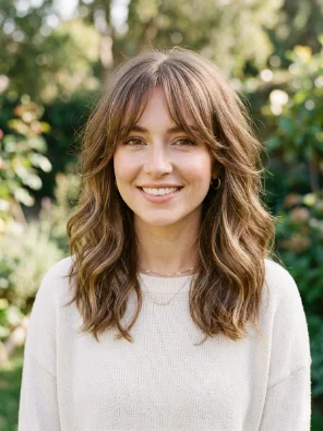 Wispy Curtain Bangs With Medium Layers