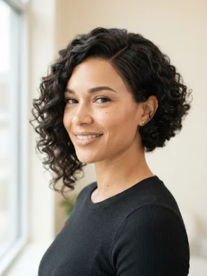 Asymmetrical Curly Bob Wig