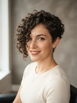 Asymmetrical Curly Pixie Cut