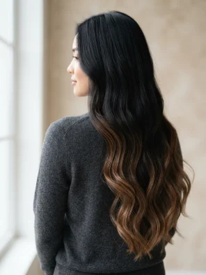 Black Hair With Brown Ombre Ends