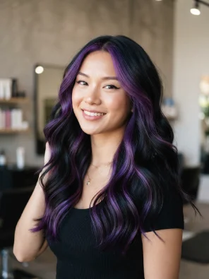 Black Hair With Purple Highlights