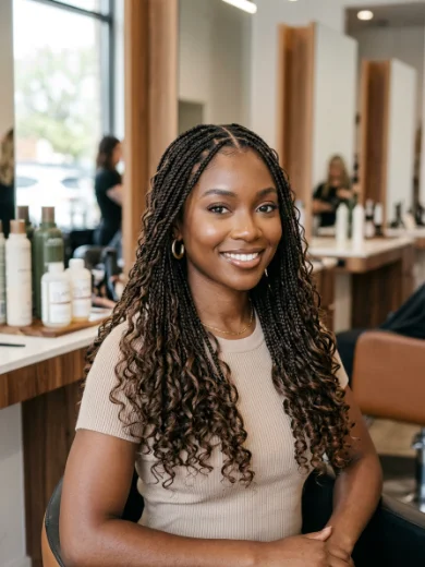 Boho Knotless Bob Braids