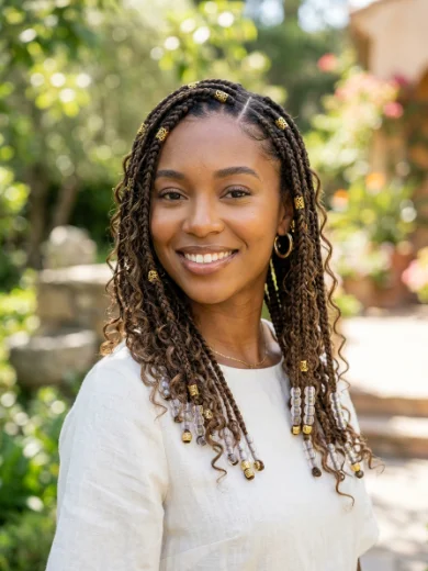 Boho Knotless Braids With Beads and Cuffs
