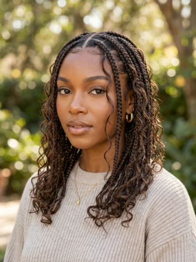 Boho Knotless Braids With a Middle Part