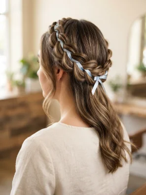 Braided Crown With Ribbon Detail