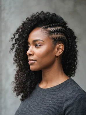Braided Faux Undercut With Curls
