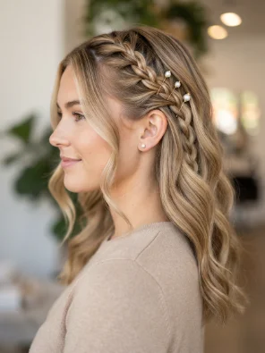 Braided Side Pin Hairstyle