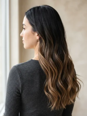 Bronde Highlights on Black Hair
