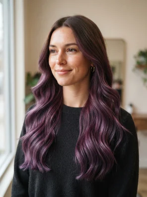 Brown Hair With Purple Balayage