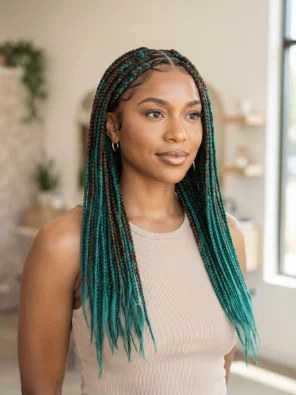 Brown Hair With Teal Braids