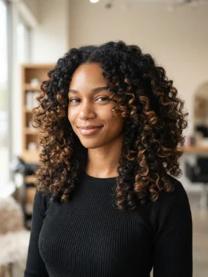Brown Highlights for Curly Black Hair