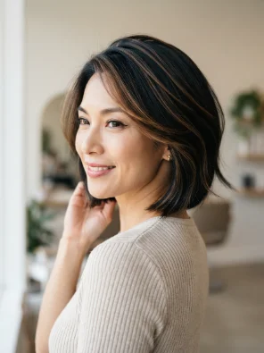 Brown Highlights for Short Black Hair