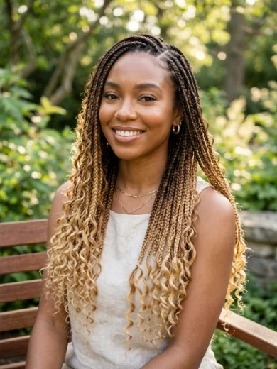 Brown-and-Blonde Ombré Boho Braids