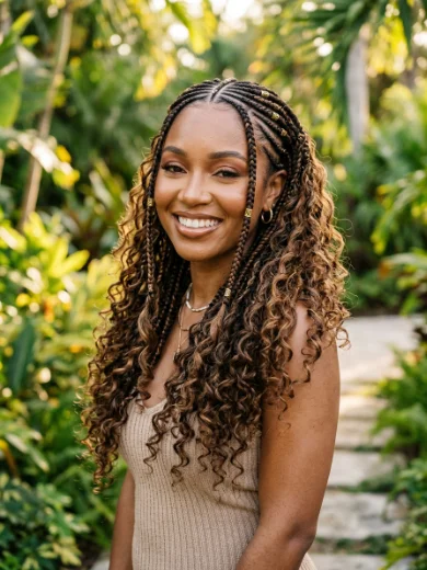 Brown and Caramel Boho Fulani Braids