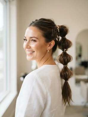 Bubble Ponytail with Pins