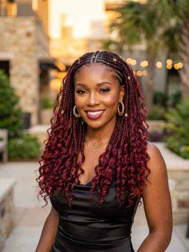 Burgundy Fulani Boho Braids