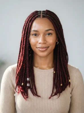 Burgundy Medium Knotless Braids